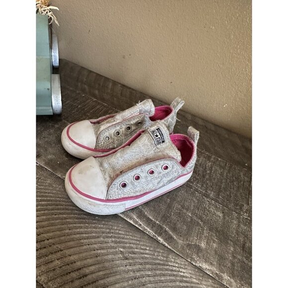 Converse Other - Converse CT All Star Simple Slip OX Silver/Pink Toddler Girl's Sneakers-Sz 7
